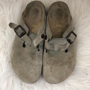 Birkenstock Grey Suede Clogs